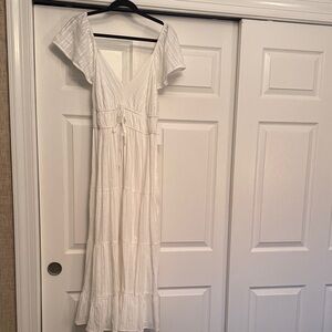 Greylin White Maxi Dress with Flutter Sleeves